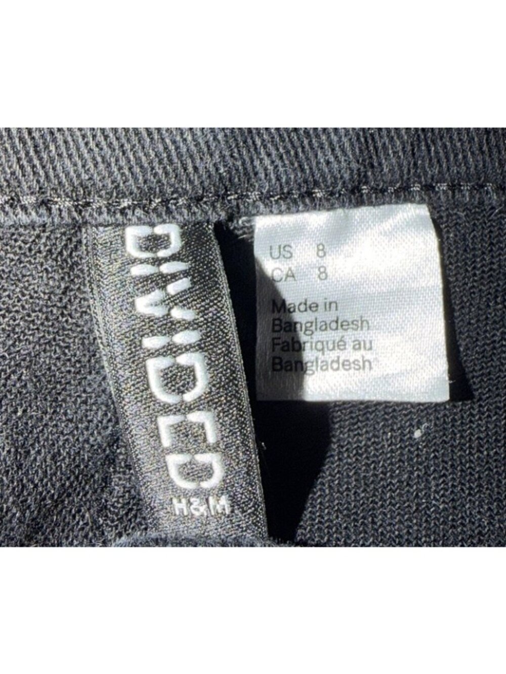 H&M Divided ~ Black Wide-Leg Denim Jeans ~ Size 8 ~ Stretch, High Waisted - Picture 5 of 7